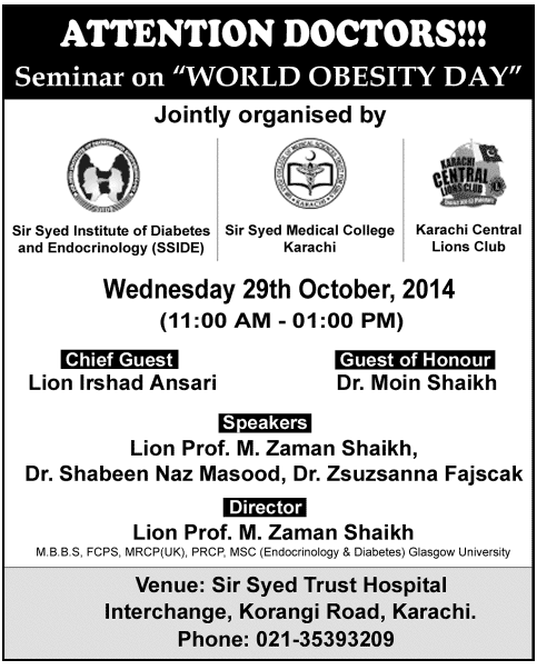 Seminar on WORLD OBESITY DAY at Karachi - Pakistan
