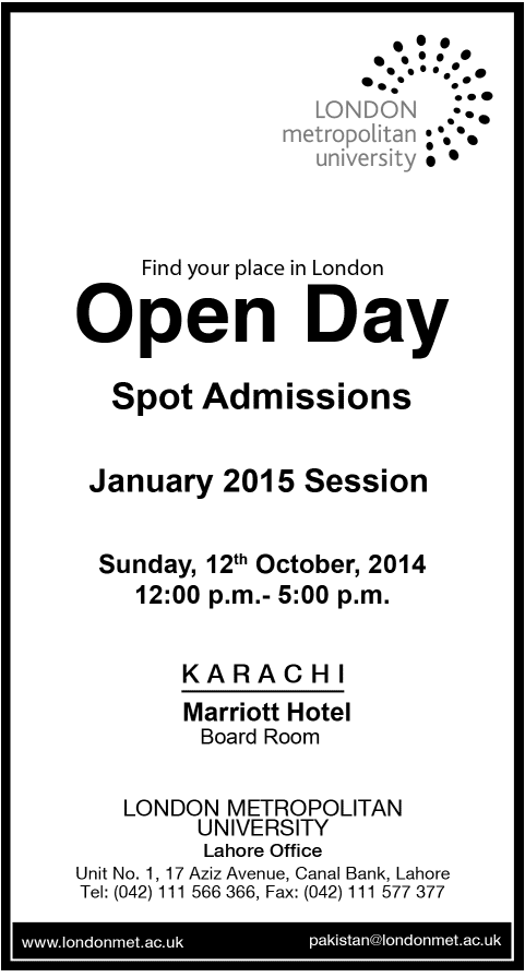 Open Day Spot Admissions in London Metropolitan University
