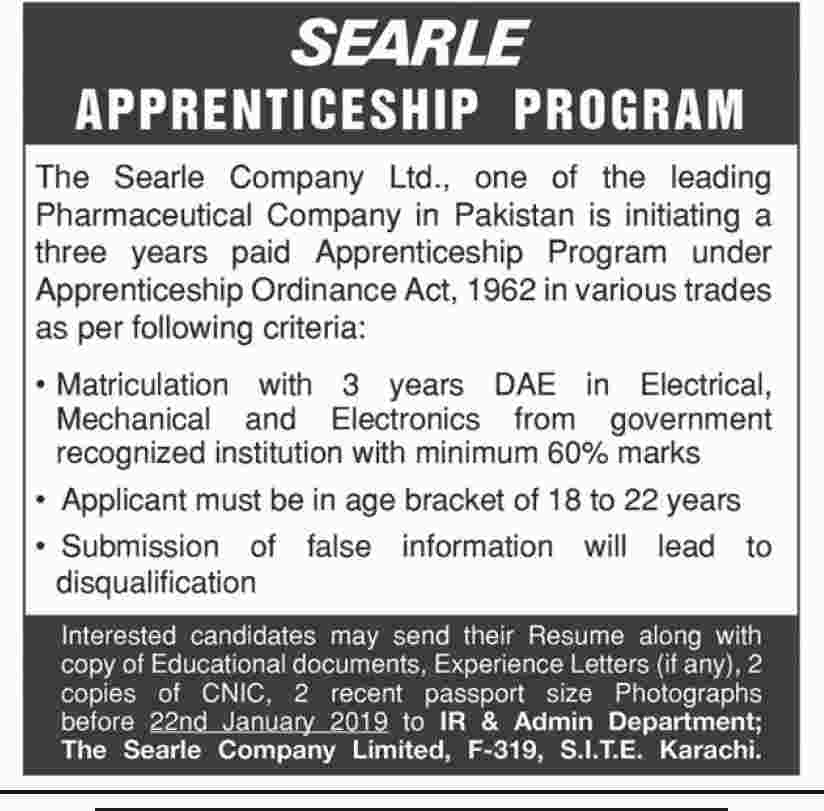 Apprenticeship Program - Searle Company Ltd