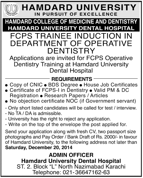FCPS Trainee Induction in Department of Operative Dentistry