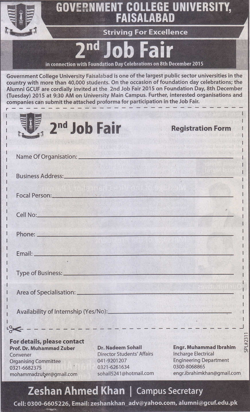 Job Fair at Government College University, Faisalabad