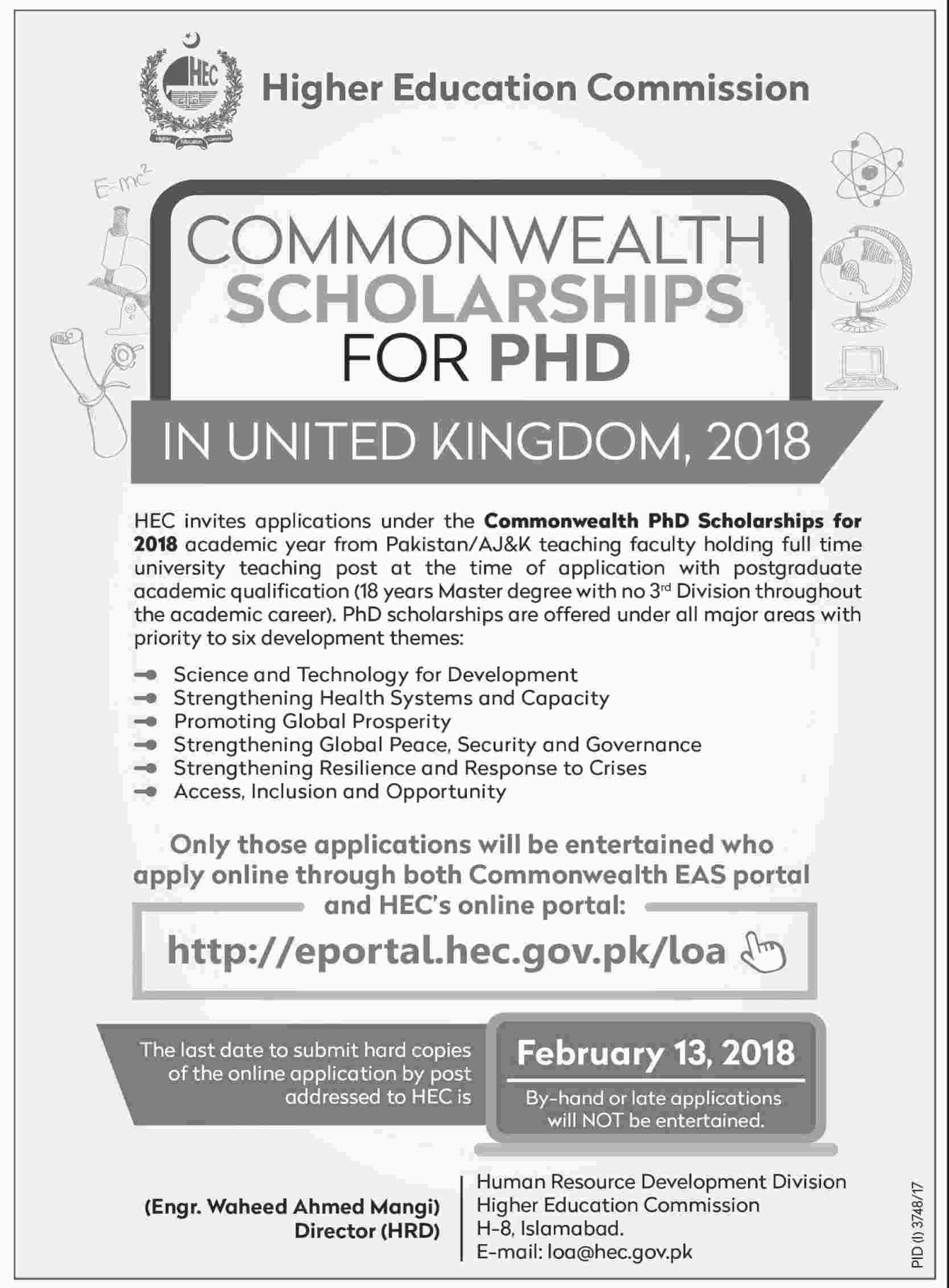 Commonwealth Scholarships for PhD in United Kingdom 2018
