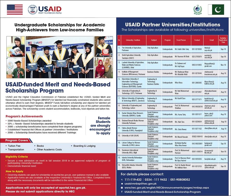 USAID-Funded Merit and Needs-Based Scholarship Program for Undergraduate Students