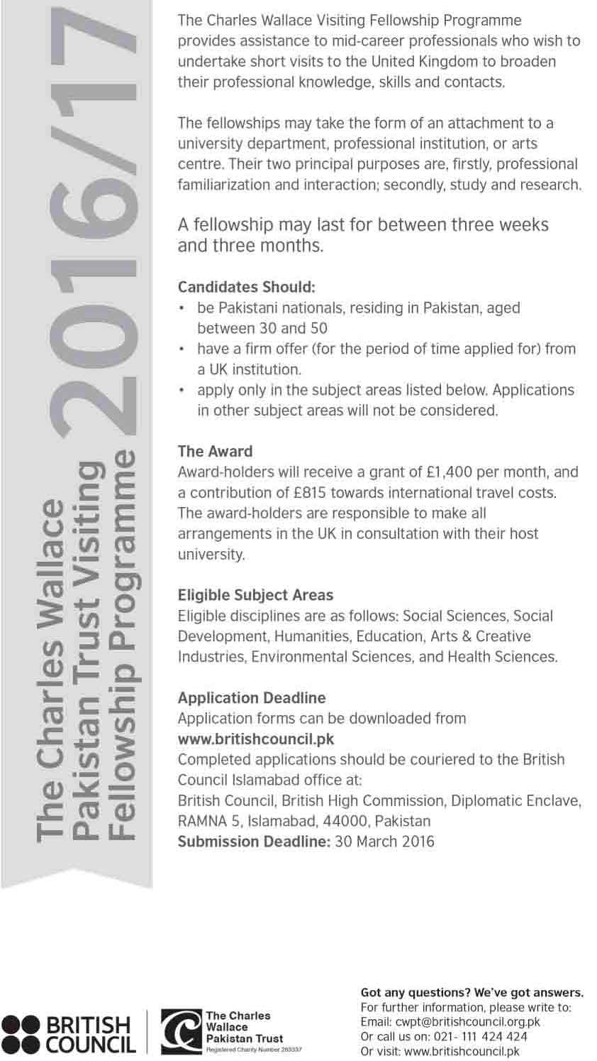 The Charles Wallace Visiting Fellowship Programme 2016 /17